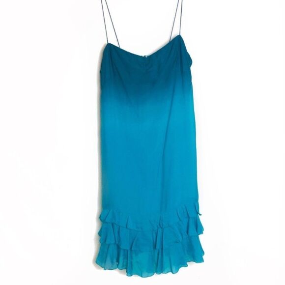 NWT Rebecca Taylor Emerald Ruffle Silk Midi Dress 4 - Picture 1 of 8